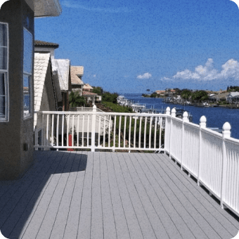 Close-up of deck/patio freshly painted