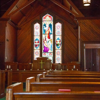 stained wood inside of church