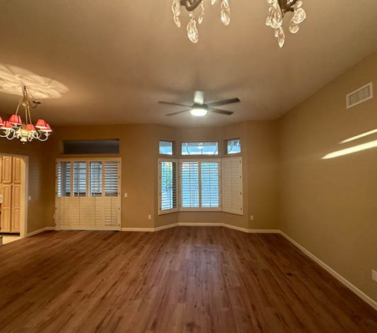 living room interior view freshly painted