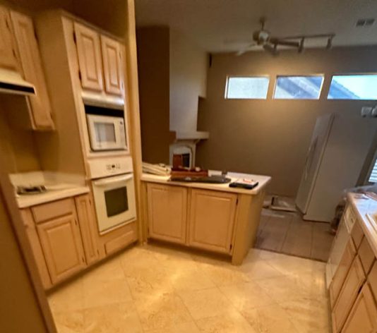 kitchen inside of residential home freshly painted